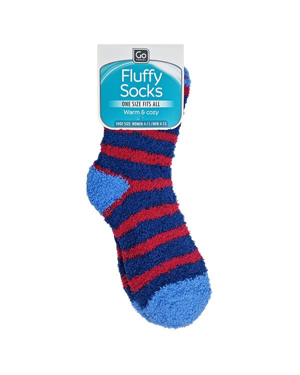 [1172] Go Travel Fluffy Socks (Red Stripe)