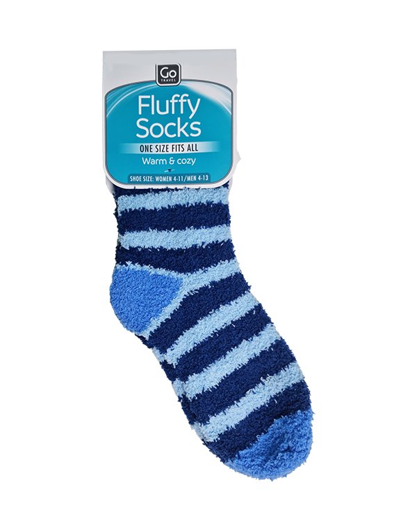 [1173] Go Travel Fluffy Socks (Blue Stripe)