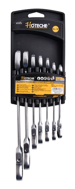 (7 Pcs) Juego de Llaves Combinadas Con Ratchet Flexible