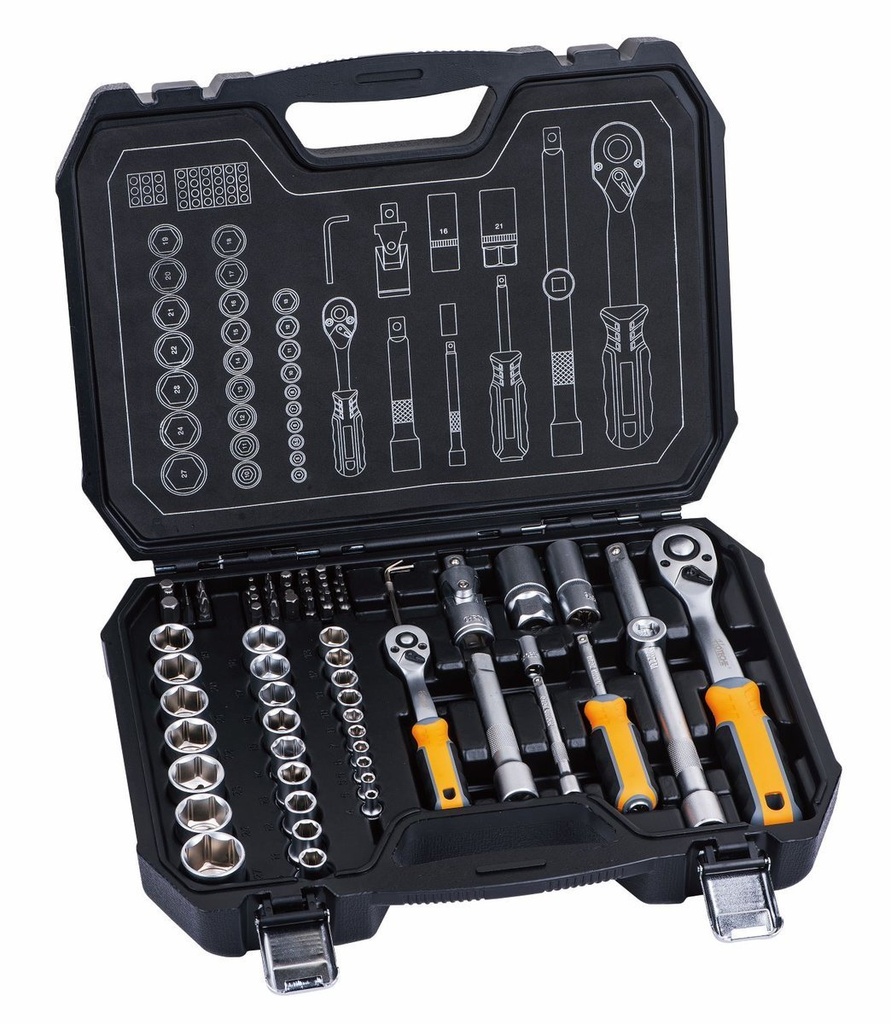 [203001] 73pcs 1/4 "y 1/2" Dr. Socket Set