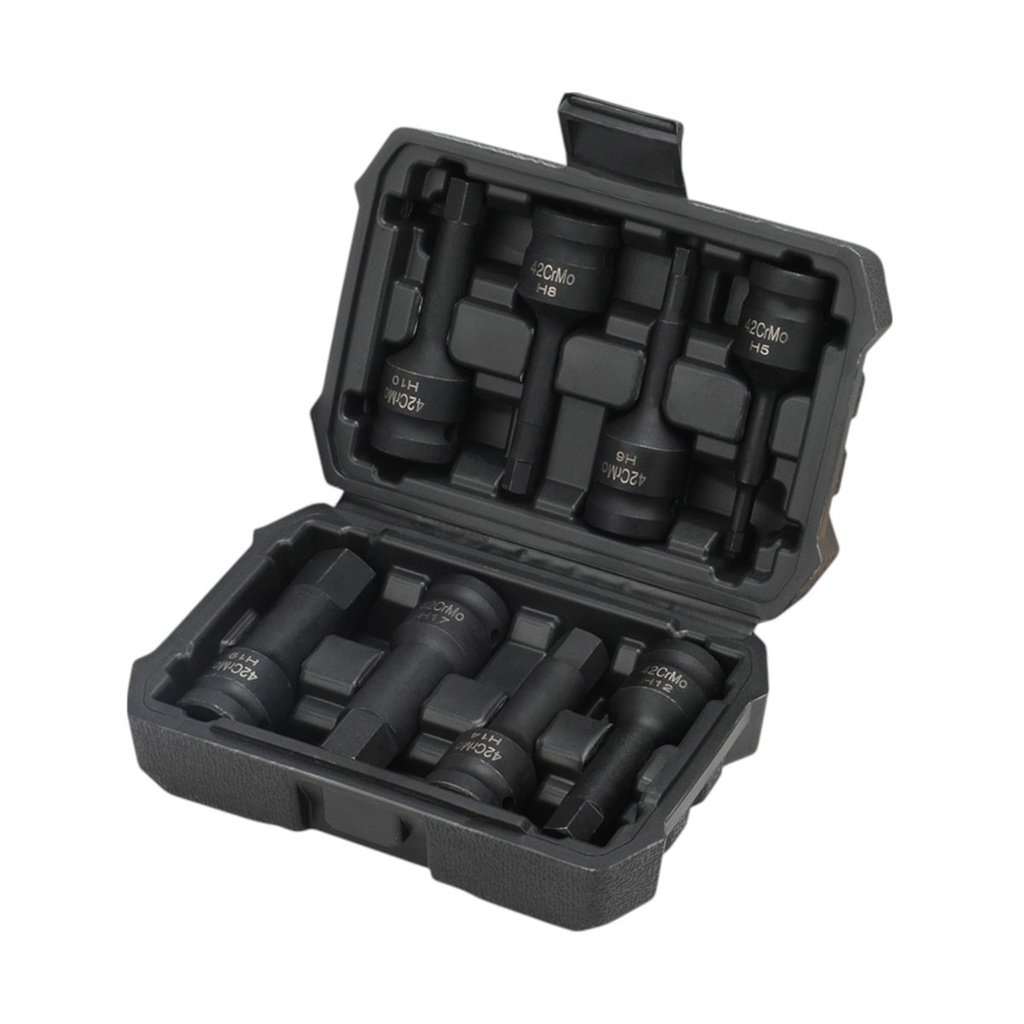 [206200] (8 Pcs) Juego De Dados De Impacto Hexagonal 1/2"
