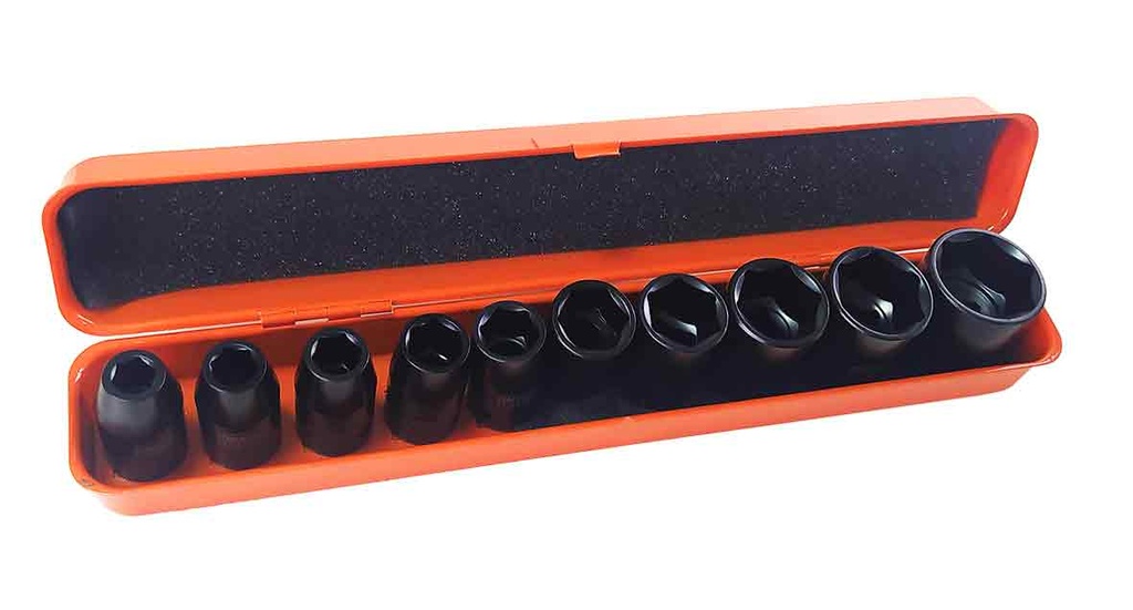 [206303] Juego de dados de impacto  1/2"de 10 piezas (métricas)