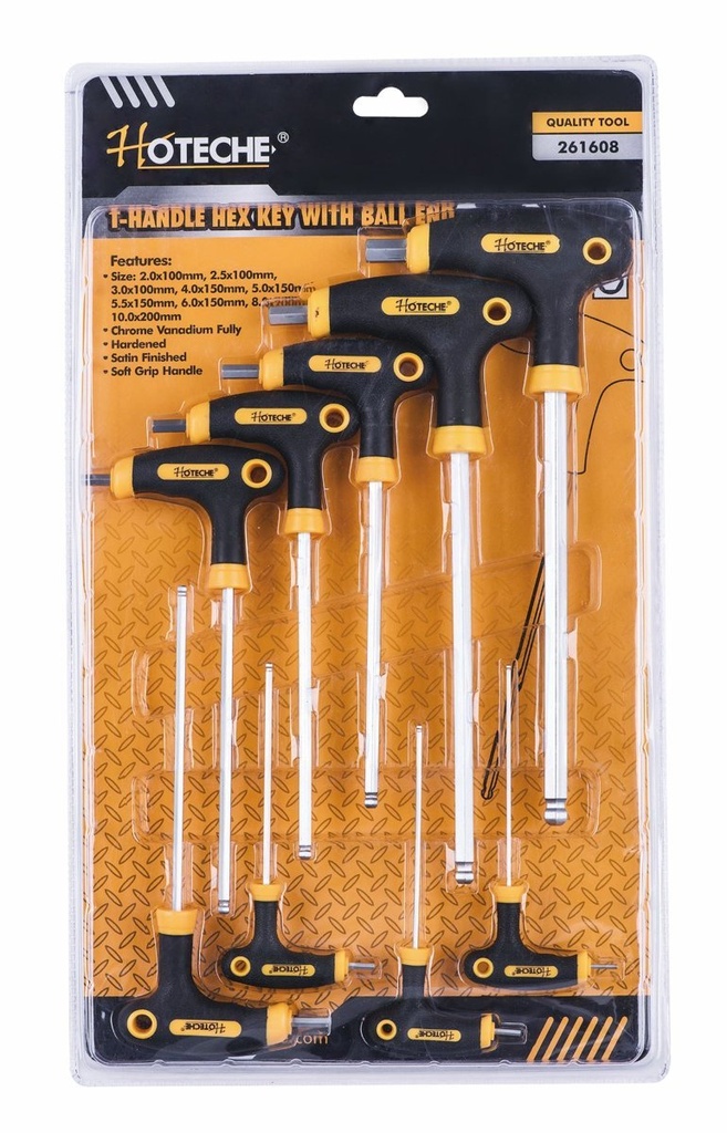 [261608] (9Pcs) Juego de Llaves Hexagonales con Mango en T