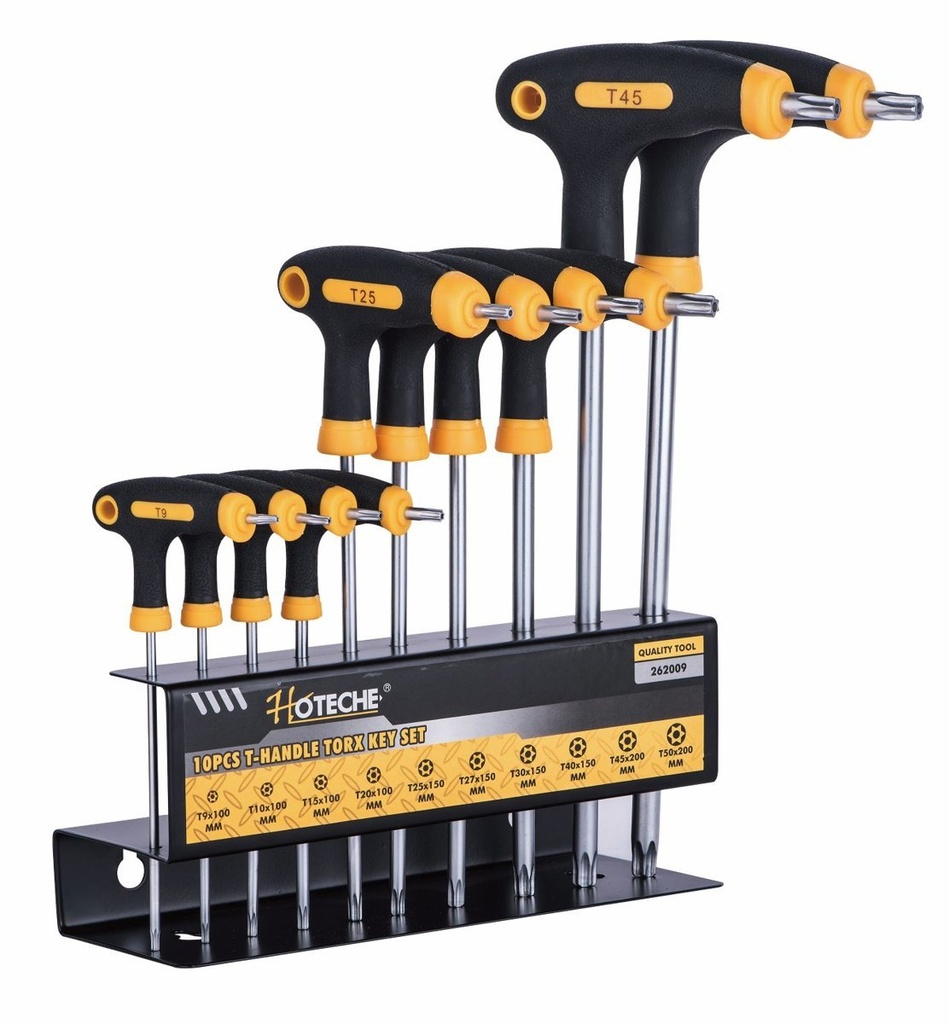 [262009] (10pcs) Juego de Llaves Torx con Mango en T y Marco Metálico