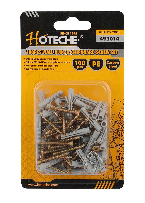 [495014] (100 Pcs) Juego De Tornillos y Tacos Para Pared 1/8"