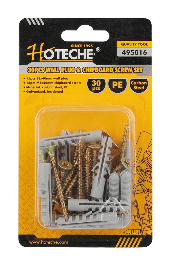 (30 Pcs) Juego De Tornillos y Tacos Para Pared 3/16"