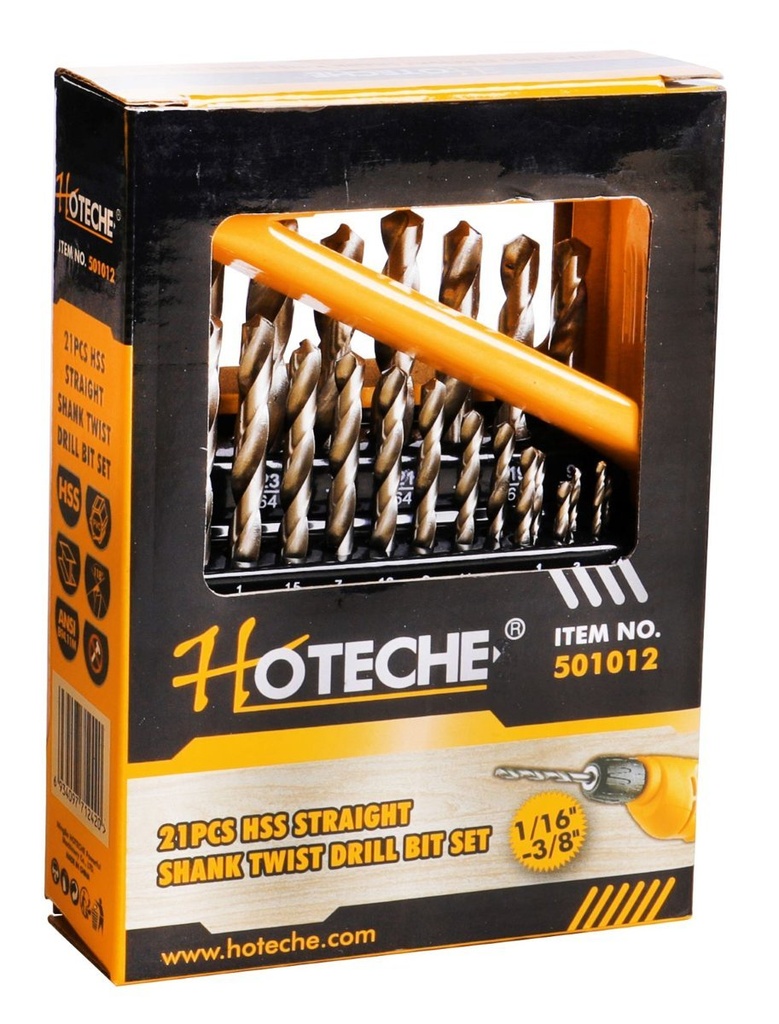 [501012] (21 Pcs) Juego de Brocas Para Metal 1/16"-3/8"