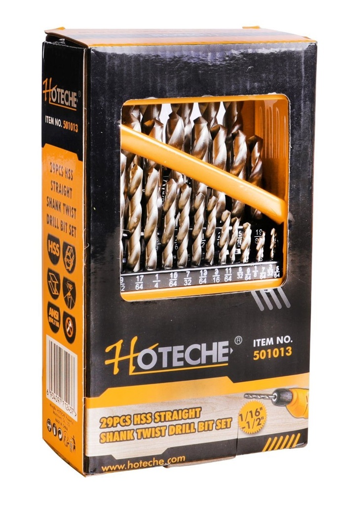 (29 Pcs) Juego de Brocas Para Metal 1/16"-1/2"