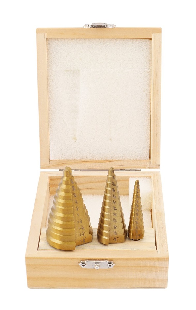 [501045A] (3 Pcs) Juego de Brocas Escalonada 1/4"-1-3/8"