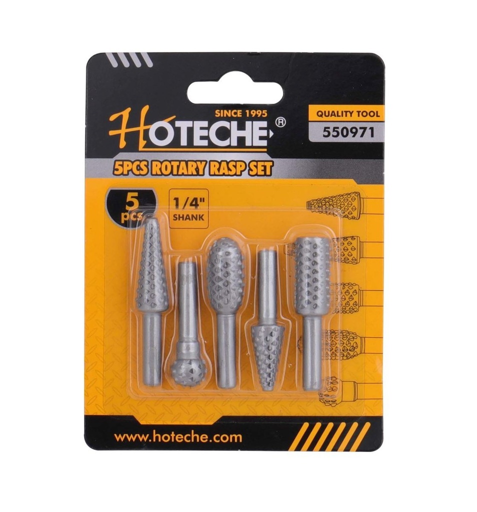 [550971] (5 Pcs) Juego Fresa Lima Rotativa Para Madera 1/4"