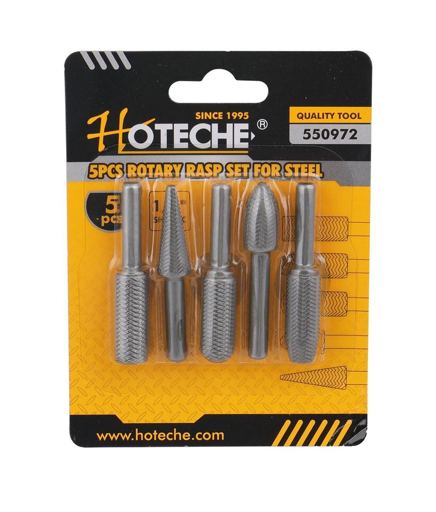 [550972] (5 Pcs) Juego Fresa Lima Rotativa Para Metal 1/4"