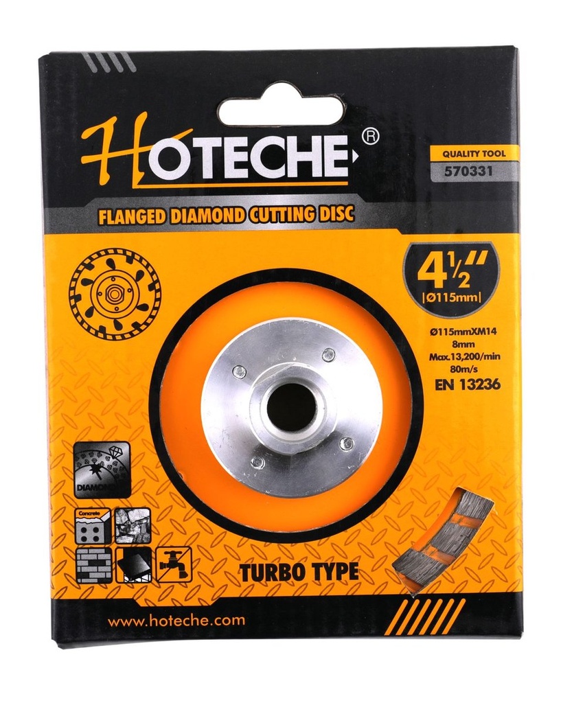 [570331] 4.5" disco De Corte De Diamante Con Brida (tipo Turbo) M14