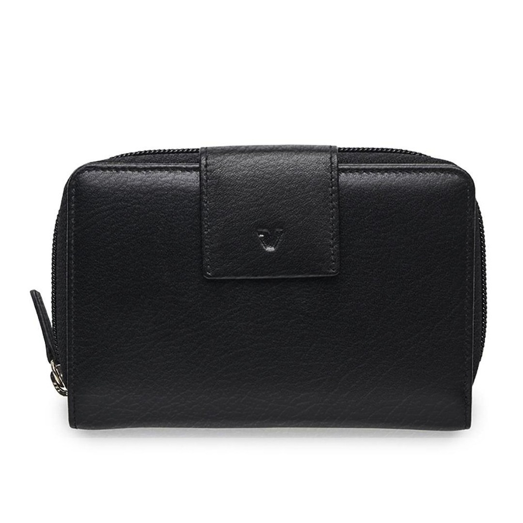 [41004201] PORTAF. DONNA MEDIO C/CERNIERA E PATTINA POCKET NERO